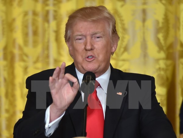 Tổng thống Mỹ Donald Trump trong cuộc họp báo ở Washington, DC ngày 16-2. (Nguồn: AFP/TTXVN)