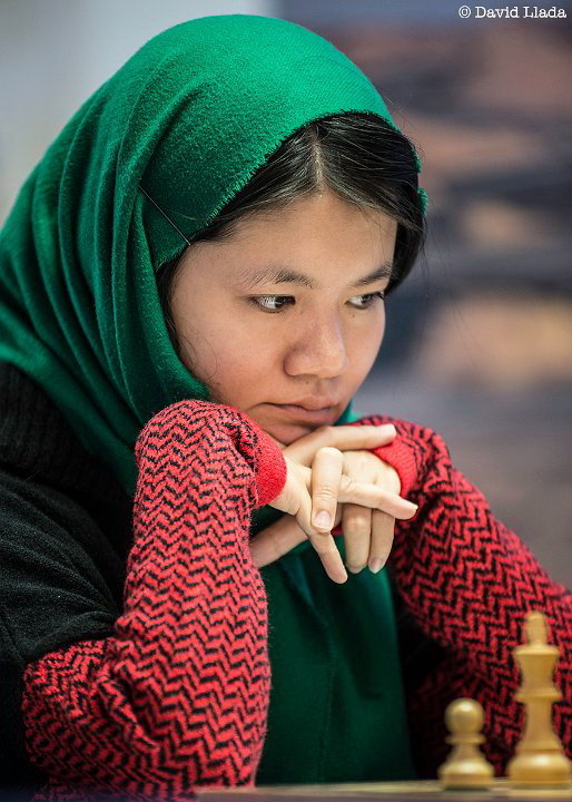 Thảo Nguyên đã thua ván lượt đi vòng 3 giải vô địch cờ vua nữ thế giới. Ảnh FIDE.com