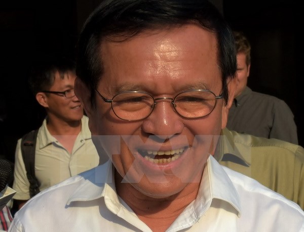 Ông Kem Sokha tại trụ sở CNPR ở Phnom Penh ngày 12-2. (Nguồn: AFP/TTXVN)