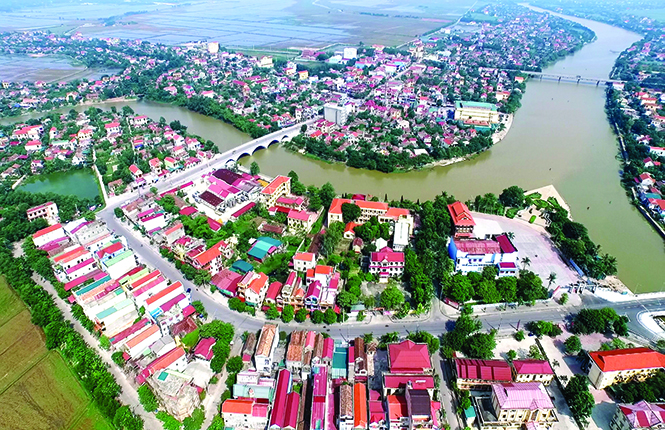 Toàn cảnh thị trấn Kiến Giang nhìn từ trên cao.