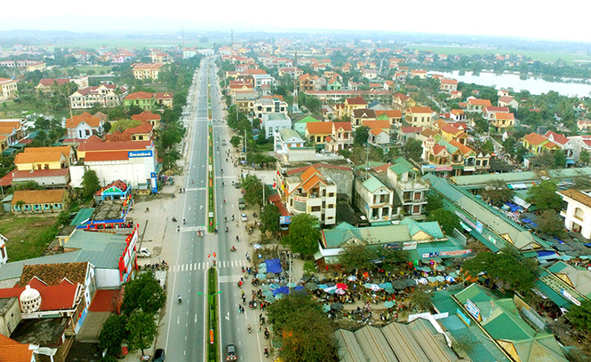 Toàn cảnh thị trấn Hoàn Lão nhìn từ trên cao.