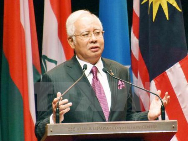Thủ tướng Malaysia Najib Razak phát biểu tại cuộc họp ở Kuala Lumpur ngày 19-1. (Nguồn: Kyodo/TTXVN)