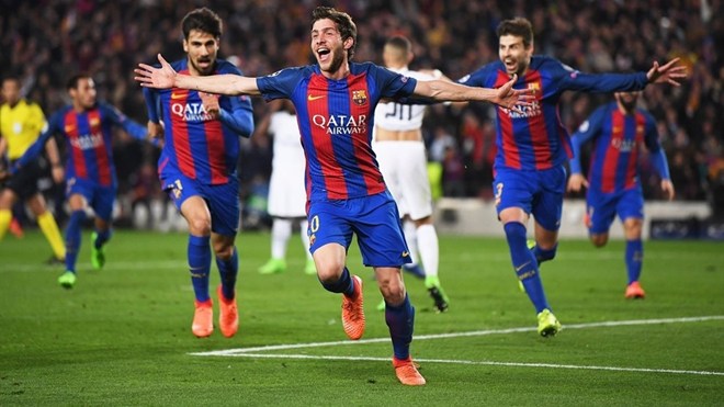  Sergi Roberto ghi bàn thắng quý hơn vàng giúp Barcelona làm nên kỳ tích. (Nguồn: Getty Images)