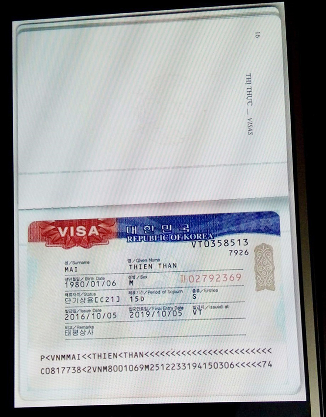 Visa do Công ty Hữu Nghị gửi qua Zalo cho những người tham gia XKLĐ.