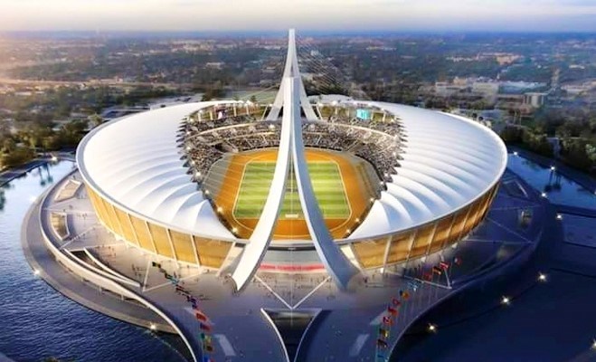 Sân vận động chính nằm trong khu tổ hợp thể thao Morodok Techo được xây dựng để tổ chức SEA Games 32 năm 2023. (Nguồn: Khmertimeskh)