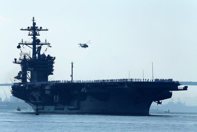 Tàu sân bay USS Carl Vinson đang được Mỹ điều đến khu vực bán đảo Triều Tiên. (Nguồn: Reuters)