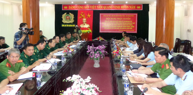 Quang cảnh Hội nghị trực tuyến tổng kết thực hiện Quyết định số 133/2002/QĐ-TTg tại điểm cầu trực tuyến Quảng Bình.      