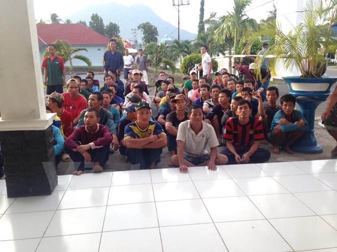 Ngư dân Việt Nam bị giam giữ ở đảo Tanjung Pinang, Indonesia. (Ảnh: Đỗ Quyên/Vietnam+)