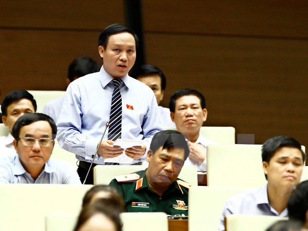 Đại biểu Quốc hội tỉnh Bình Thuận Ngô Đức Mạnh phát biểu ý kiến. (Ảnh: An Đăng/TTXVN)