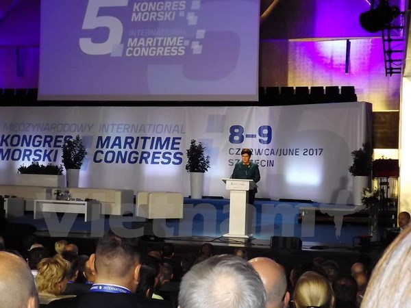 Thủ tướng Ba Lan Beata Szydlo phát biểu tại Hội nghị. (Nguồn: CTV Việt-Ba)