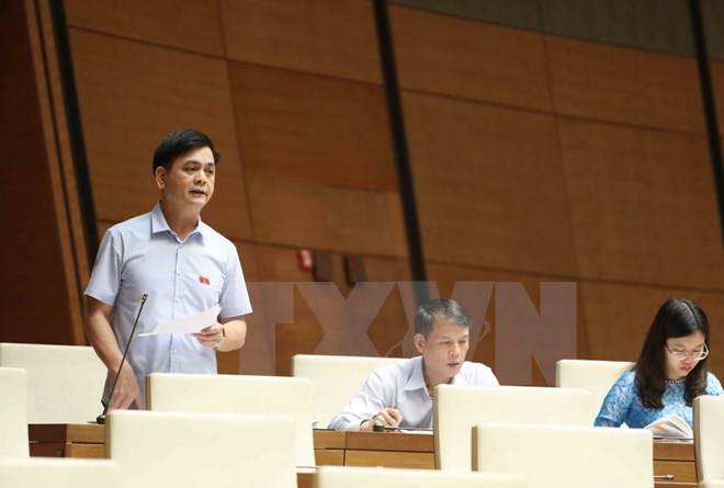 Đại biểu Quốc hội tỉnh Lạng Sơn Nguyễn Lâm Thành phát biểu ý kiến. (Ảnh: Phương Hoa/TTXVN)