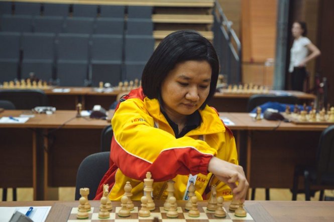 Bảo Trâm đánh bại ĐKVĐ cờ vua nữ thế giới Tan Zhongyi. Ảnh: URGA