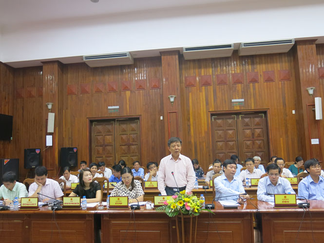 Đồng chí Nguyễn Hữu Hoài, Phó Bí thư Tỉnh ủy, Chủ tịch UBND tỉnh, Trưởng Ban chỉ đạo CCHC tỉnh phát biểu tại buổi làm việc