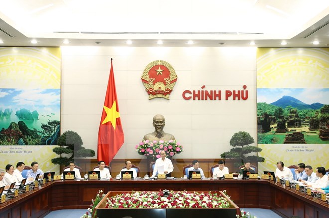 Thủ tướng Nguyễn Xuân Phúc phát biểu chỉ đạo tại phiên họp. (Ảnh: Thống Nhất/TTXVN)