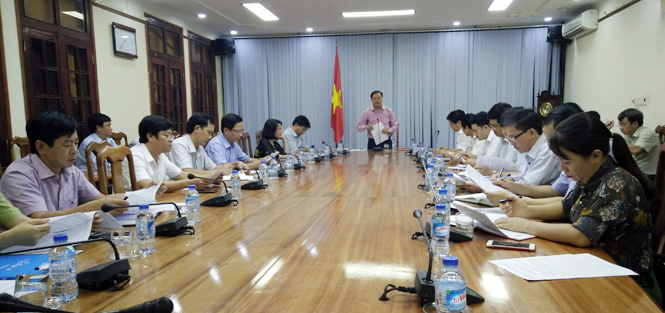 Đồng chí Lê Minh Ngân, Tỉnh ủy viên, Phó Chủ tịch UBND tỉnh phát biểu tại cuộc họp.