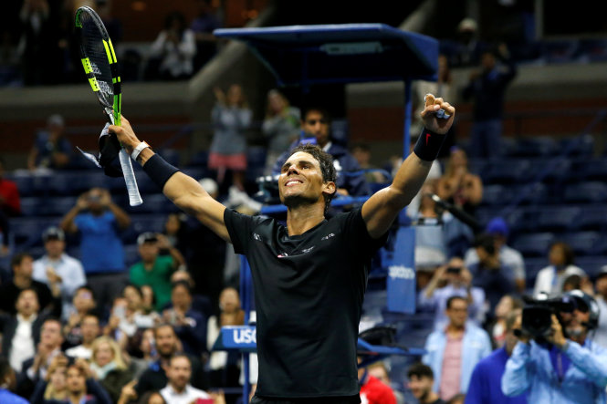  Nadal ăn mừng chiến thắng trước Daniel. Ảnh: REUTERS