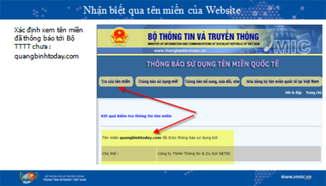 Kiểm tra thông tin website tại thongtintenmien.vn.