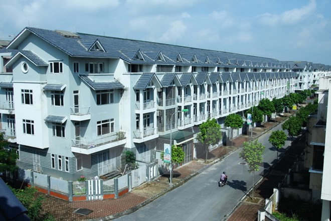 Các căn hộ liền kề tại khu đô thị Xuân Phương, huyện Hoài Đức, Hà Nội. (Ảnh: Tuấn Anh/TTXVN)