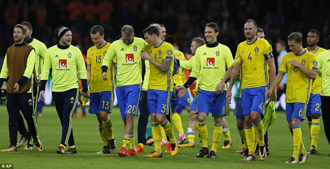  Thụy Điển giành vé play-off dù thua Hà Lan ở lượt cuối. (Nguồn: AP)
