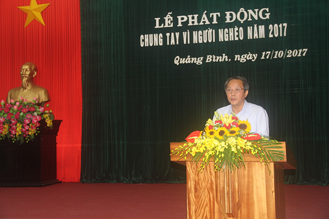  Đồng chí Hoàng Đăng Quang, Ủy viên Trung ương Đảng, Bí thư Tỉnh ủy, Chủ tịch HĐND tỉnh phát biểu tại lễ phát động.