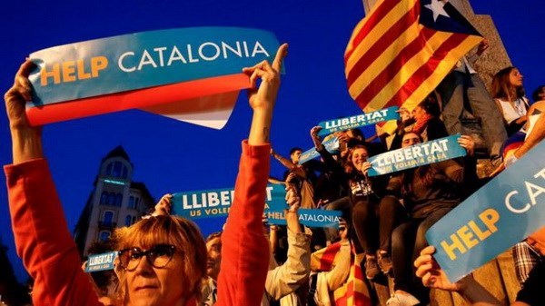 Biểu tình đòi độc lập cho Catalonia. (Nguồn: AFP)