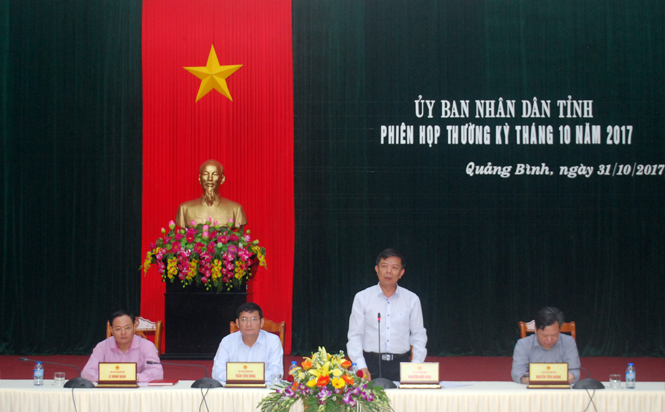 Đồng chí Nguyễn Hữu Hoài, Chủ tịch UBND tỉnh phát biểu tại hội nghị.