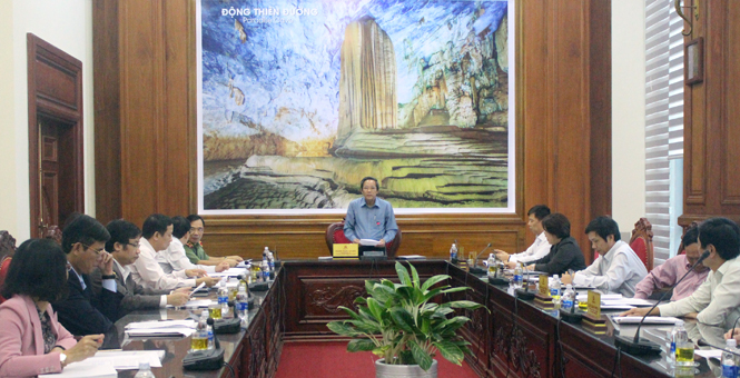 Đồng chí Bí thư Tỉnh uỷ Hoàng Đăng Quang phát biểu kết luật buổi làm việc