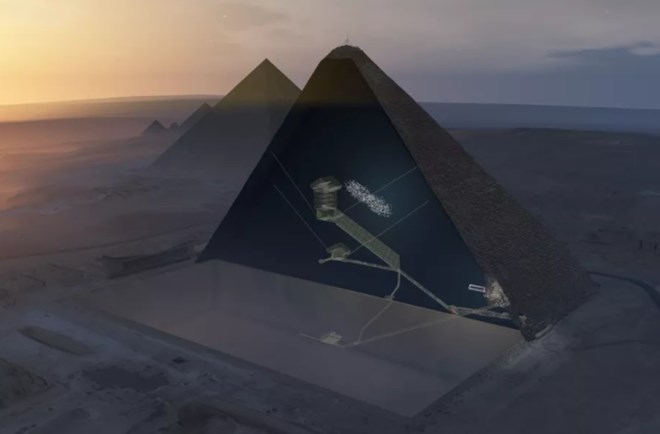 Mô phỏng căn hầm bí ẩn trong kim tự tháp Khufu (Nguồn: Vox)