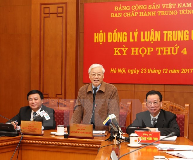 Tổng Bí thư Nguyễn Phú Trọng phát biểu chỉ đạo Kỳ họp. (Ảnh: Trí Dũng/TTXVN)