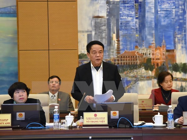 Chủ nhiệm Ủy ban Quốc phòng, An ninh của Quốc hội Võ Trọng Việt phát biểu tại phiên họp. (Ảnh: Phương Hoa/TTXVN)