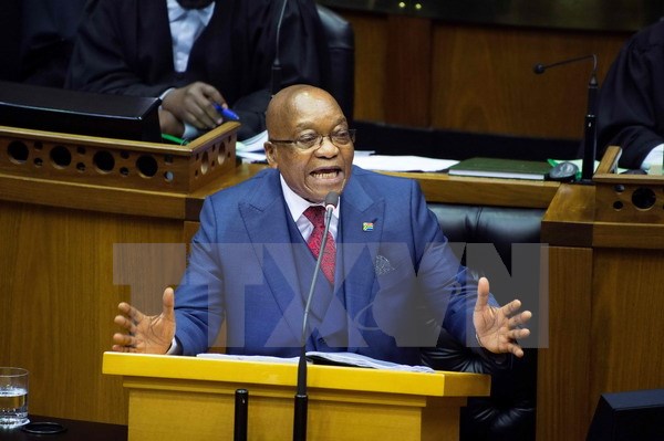 Tổng thống Nam Phi Jacob Zuma phát biểu tại phiên họp ở Cape Town ngày 2-11-2017. (Nguồn: