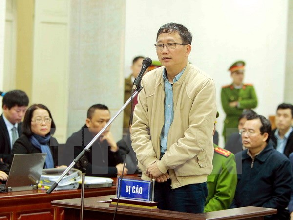 Bị cáo Trịnh Xuân Thanh nói lời nói sau cùng trước phiên nghị án. (Ảnh: TTXVN)