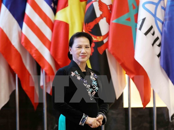 Chủ tịch Quốc hội Nguyễn Thị Kim Ngân tại Lễ bế mạc APPF 26. (Ảnh: Phương Hoa/TTXVN)