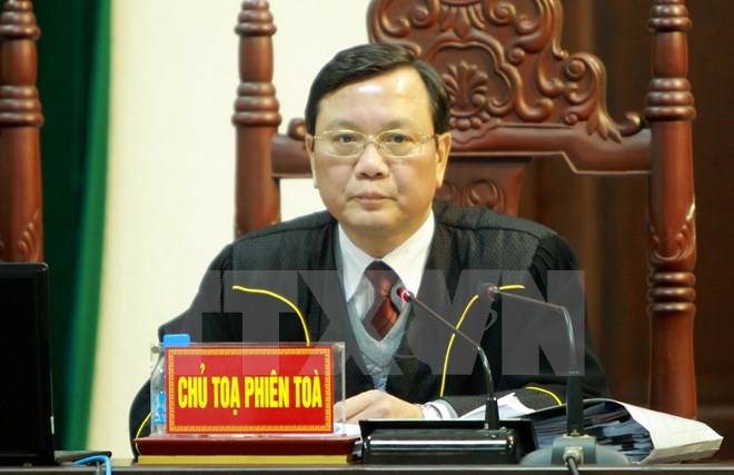 Thẩm phán Nguyễn Ngọc Huân, chủ tọa phiên tòa xét xử Trịnh Xuân Thanh và đồng phạm. (Ảnh: An Đăng/TTXVN).