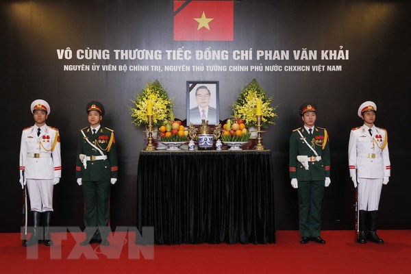 Lễ viếng nguyên Thủ tướng Phan Văn Khải tại Hà Nội. (Ảnh: TTXVN)