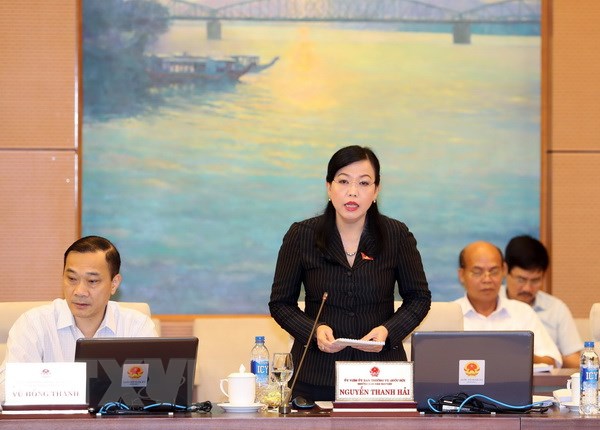 Trưởng Ban Dân nguyện của Quốc hội Nguyễn Thanh Hải trình bày báo cáo. (Ảnh: Trọng Đức/TTXVN)