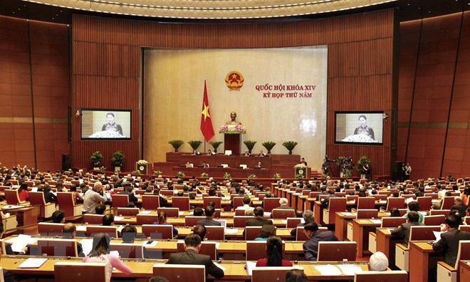 Chủ tịch Quốc hội Nguyễn Thị Kim Ngân phát biểu khai mạc kỳ họp. (Ảnh: Lâm Khánh/TTXVN)