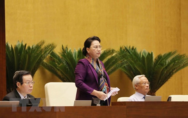 Chủ tịch Quốc hội Nguyễn Thị Kim Ngân phát biểu. (Ảnh: Phương Hoa/TTXVN)