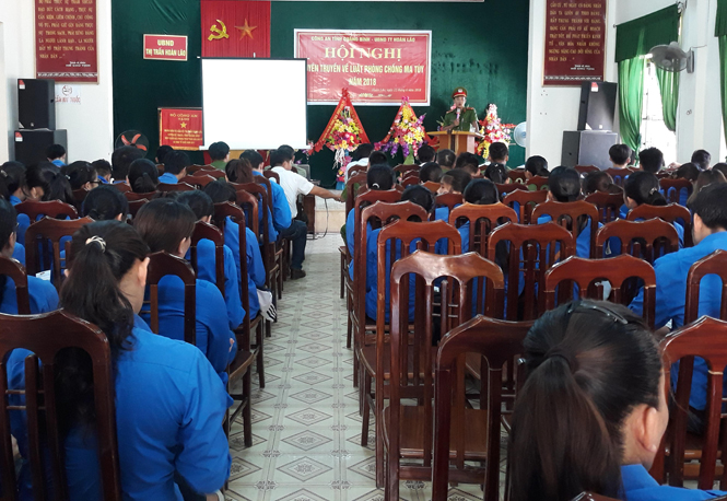 Buổi tuyên truyền đã thu hút đoàn viên thanh niên trên địa bàn thị trấn Hoàn Lão tham gia.