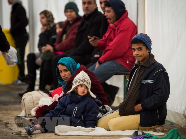 Người di cư chờ làm thủ tục đăng ký lưu trú tại Berlin, Đức. (Ảnh: AFP/TTXVN)