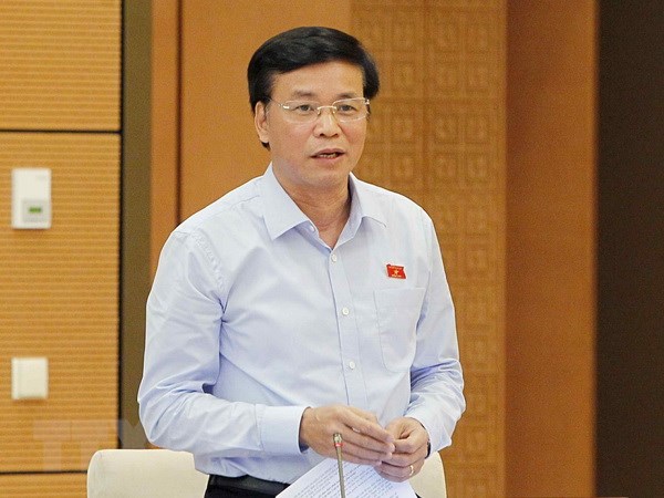 Tổng Thư ký Quốc hội Nguyễn Hạnh Phúc phát biểu. (Ảnh: Văn Điệp/TTXVN)