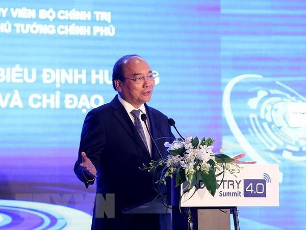Thủ tướng Nguyễn Xuân Phúc phát biểu tại Phiên đối thoại. (Ảnh: Dương Giang/TTXVN)