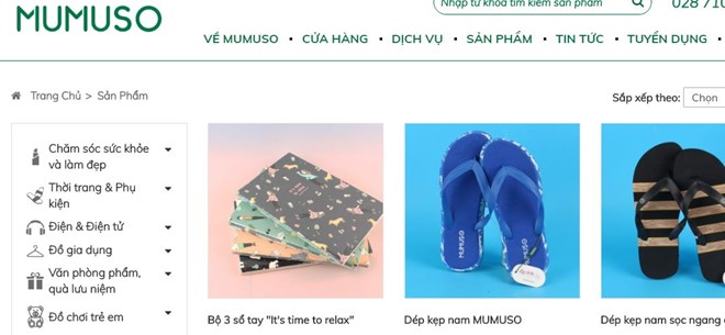 Trang web của Công ty Mumuso Việt Nam. (Nguồn: mumuso.com.vn)