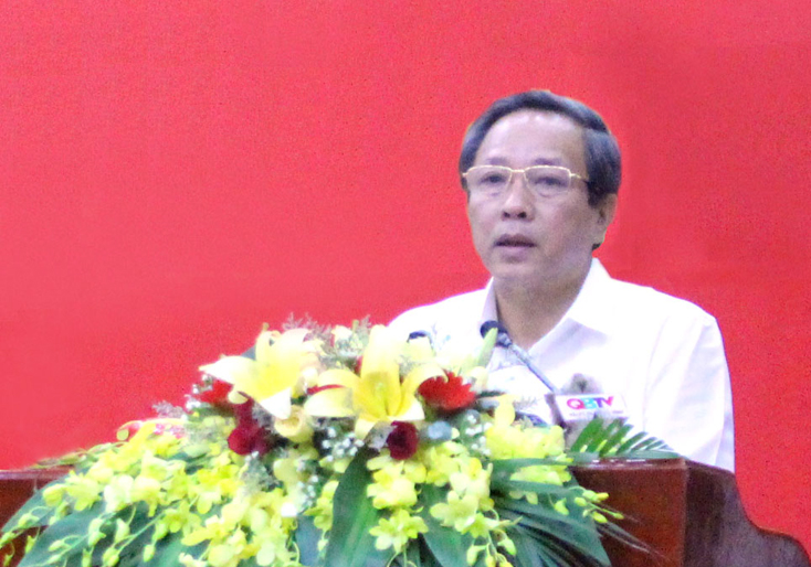 Đồng chí Bí thư Tỉnh ủy Hoàng Đăng Quang phát biểu kết luận tại hội nghị .