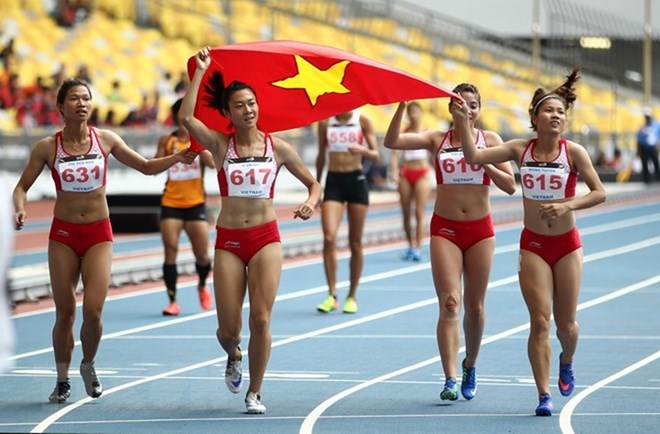 Điền kinh Việt Nam đã tỏa sáng khi giành được 17 huy chương vàng tại SEA Games 29. (Ảnh: Quốc Khánh/TTXVN)