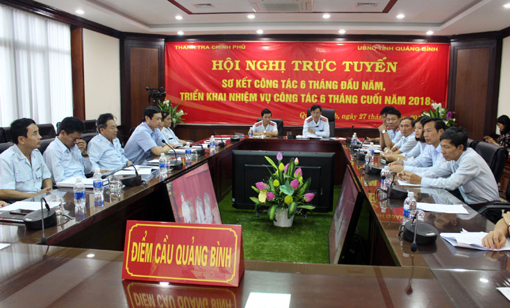 Điểm cầu Quảng Bình tham dự Hội nghị trực tuyến do Thanh tra Chính phủ tổ chức