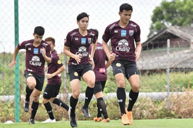 Cầu thủ U23 Thái Lan tập luyện. (Nguồn: bangkokpost)
