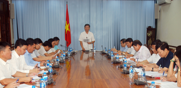Đồng chí Nguyễn Hữu Hoài, Chủ tịch UBND tỉnh phát biểu kết luận tại cuộc họp.