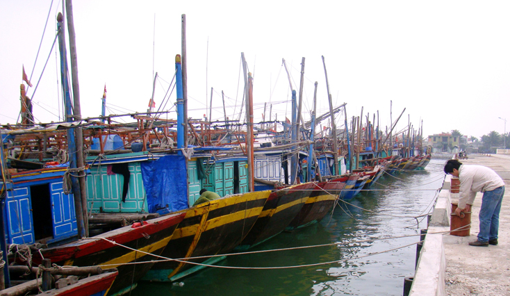 Khu neo đậu tránh trú bão tàu cá Cửa Gianh được nâng cấp, sửa chữa đáp ứng nhu cầu neo đậu cho tàu cá của ngư dân.
