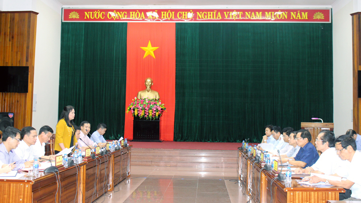 Đồng chí Trần Thị Dung, Phó Chủ nhiệm Uỷ ban Pháp luật của Quốc hội phát biểu tại buổi làm việc.